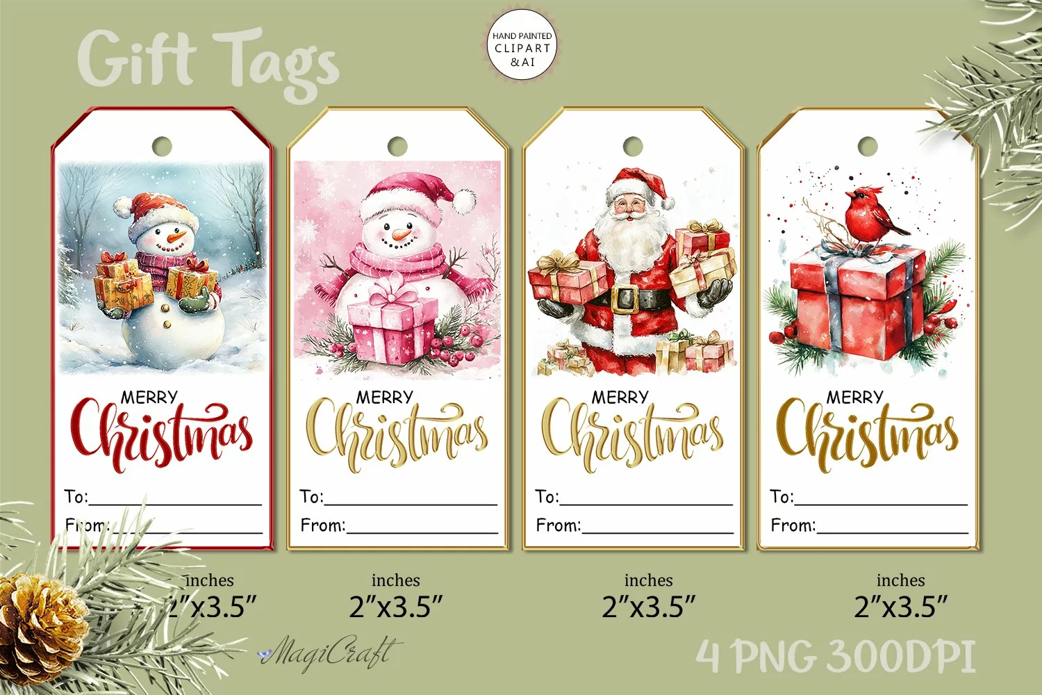 Christmas Gift Tags| Merry Christmas Printable Tags| Snowman product image 1