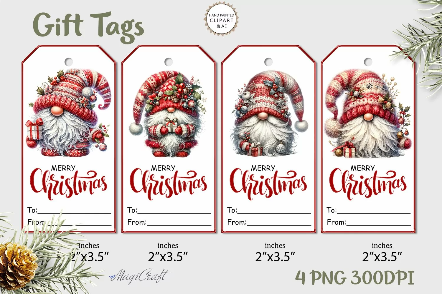 Christmas Gift Tags| Merry Christmas Printable Tags| gnomes product image 1