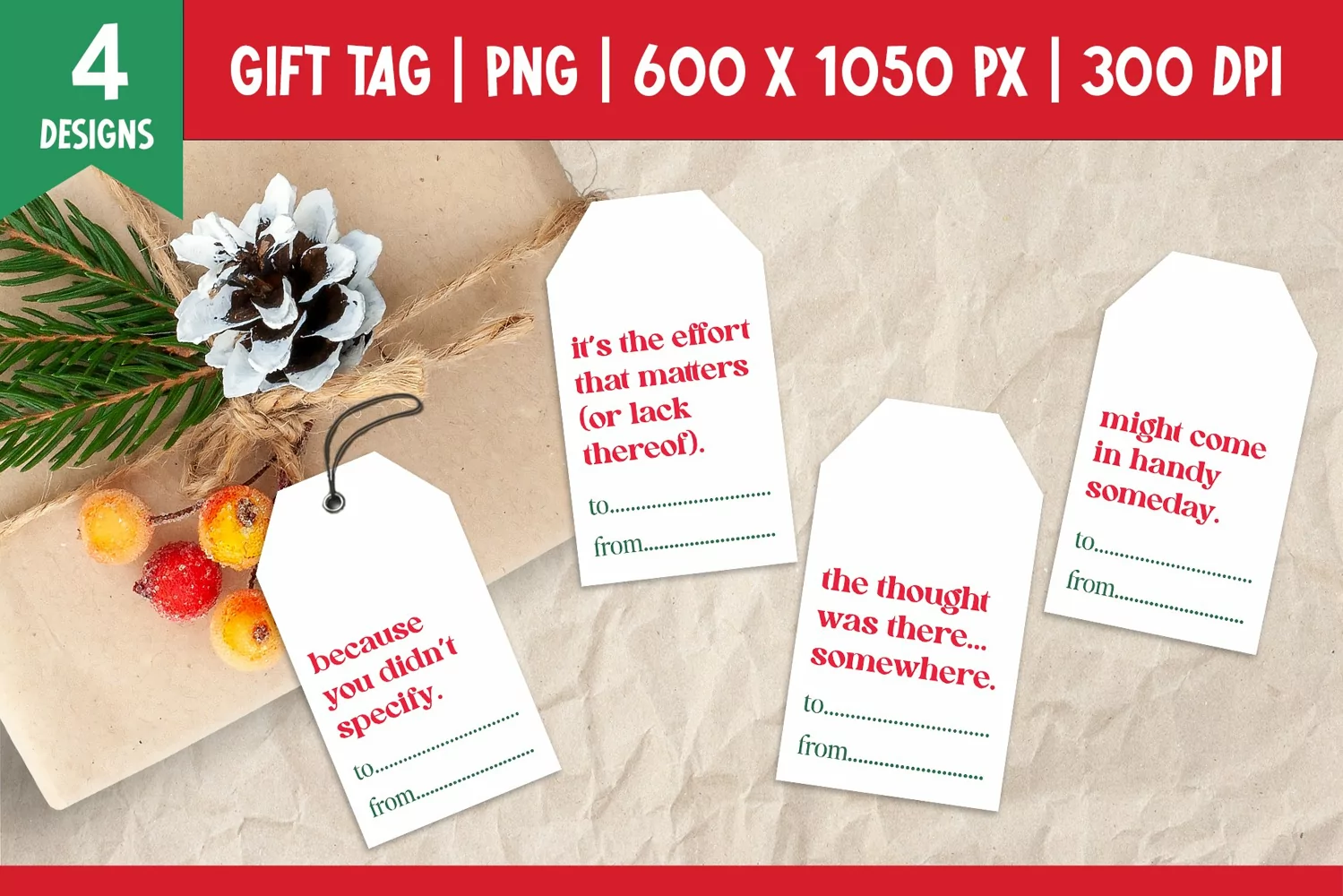 Funny Quotes Christmas Gift Tags Printable PNG product image 1