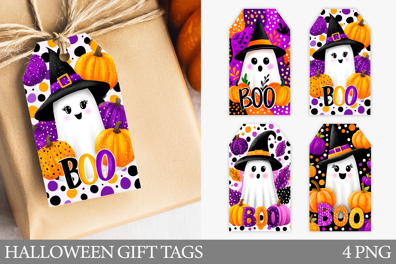 Cute Ghost Gift Tag. Halloween Gift Tag Printable product image 1