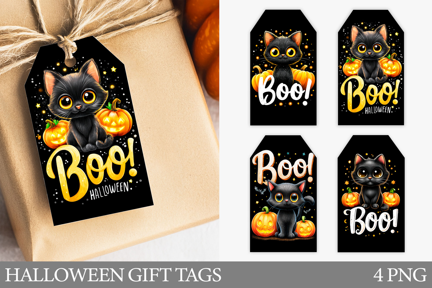 Halloween Gift Tag Printable. Halloween Cat Gift Tag product image 1