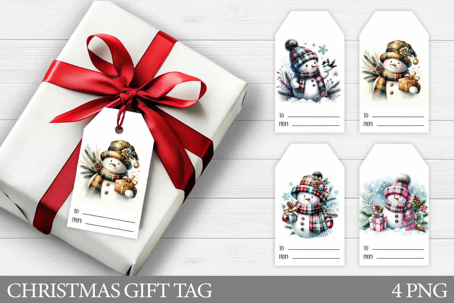Christmas Gift Tags. Christmas Snowman Gift Tag Printable product image 1