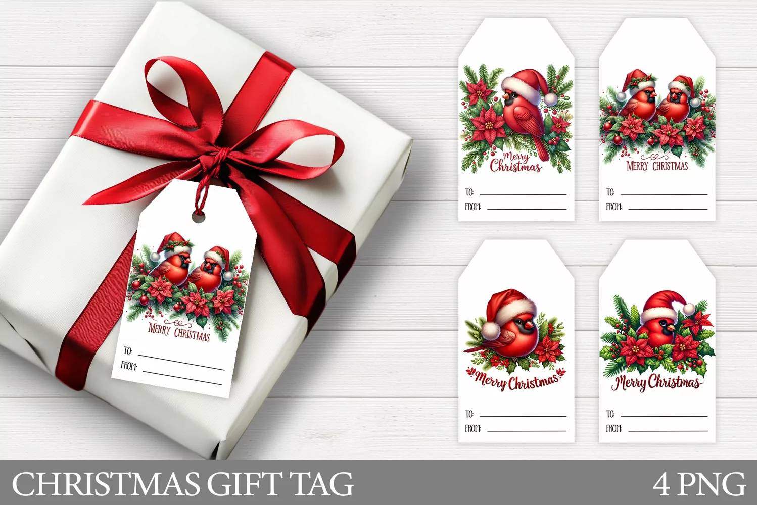 Christmas Gift Tags. Christmas Bird Gift Tag Printable product image 1