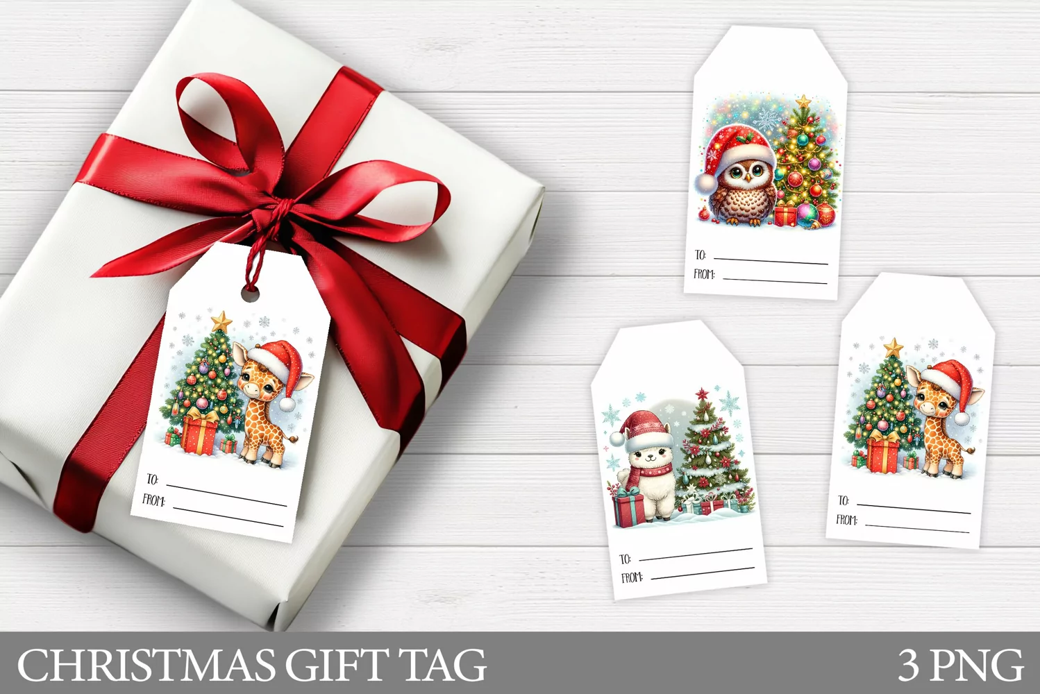 Christmas Animals Gift Tag. Christmas Gift Tags Printable product image 1