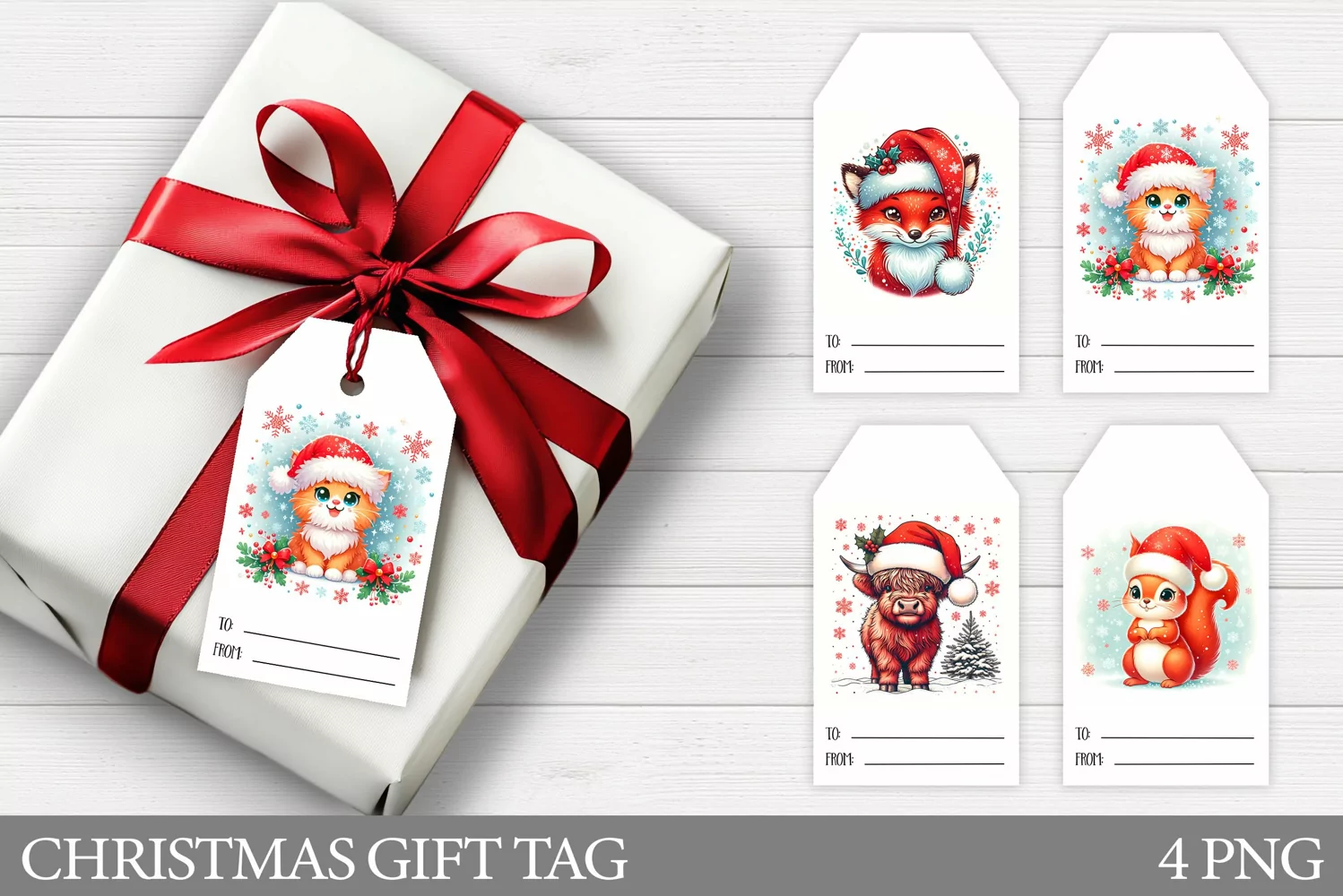 Christmas Animals Gift Tag. Christmas Gift Tags Printable product image 1