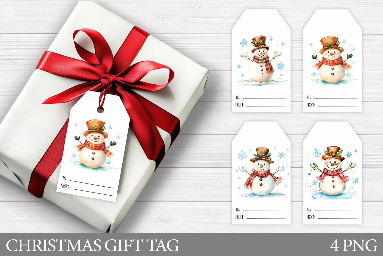 Christmas Gift Tags. Christmas Snowman Gift Tag Printable product image 1