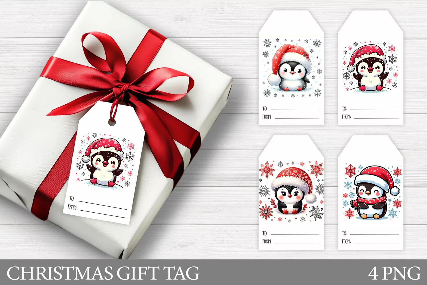 Christmas Gift Tags. Christmas Penguin Gift Tag Printable product image 1