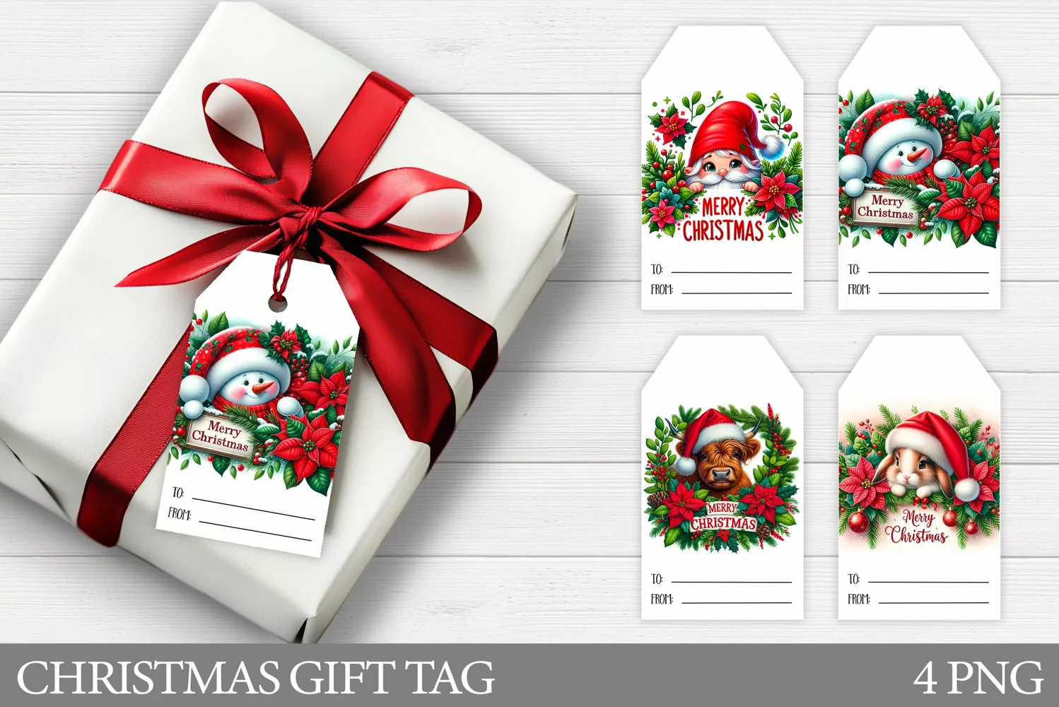 Christmas Gift Tags. Christmas Animals Gift Tag Printable product image 1
