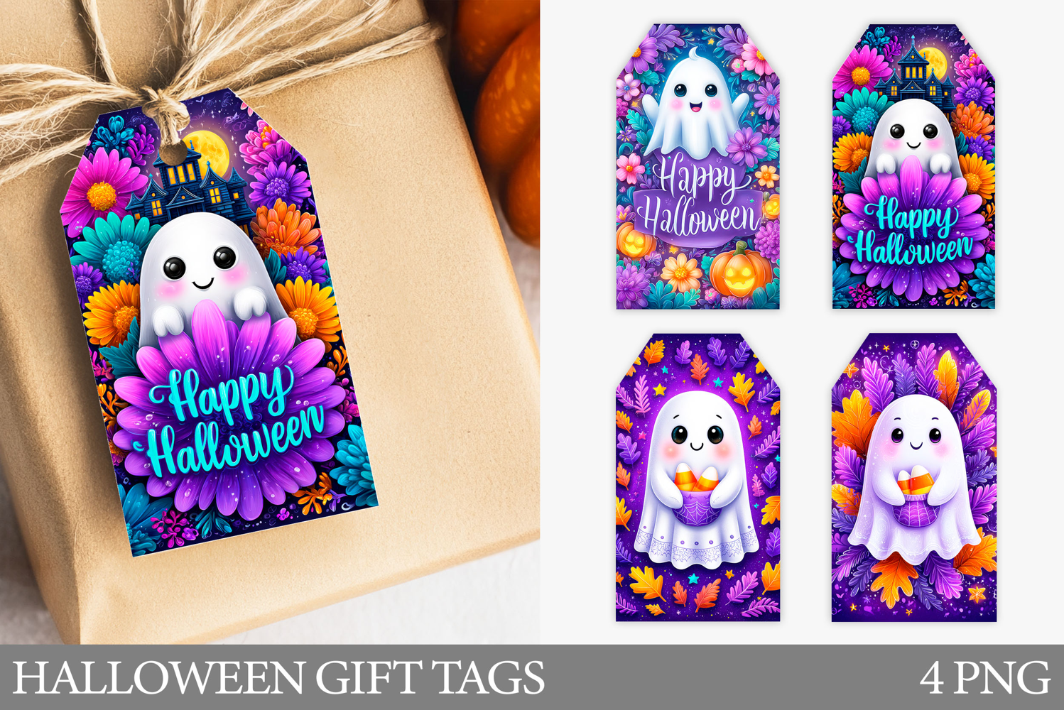 Cute Ghost Gift Tag. Halloween Gift Tag Printable product image 1