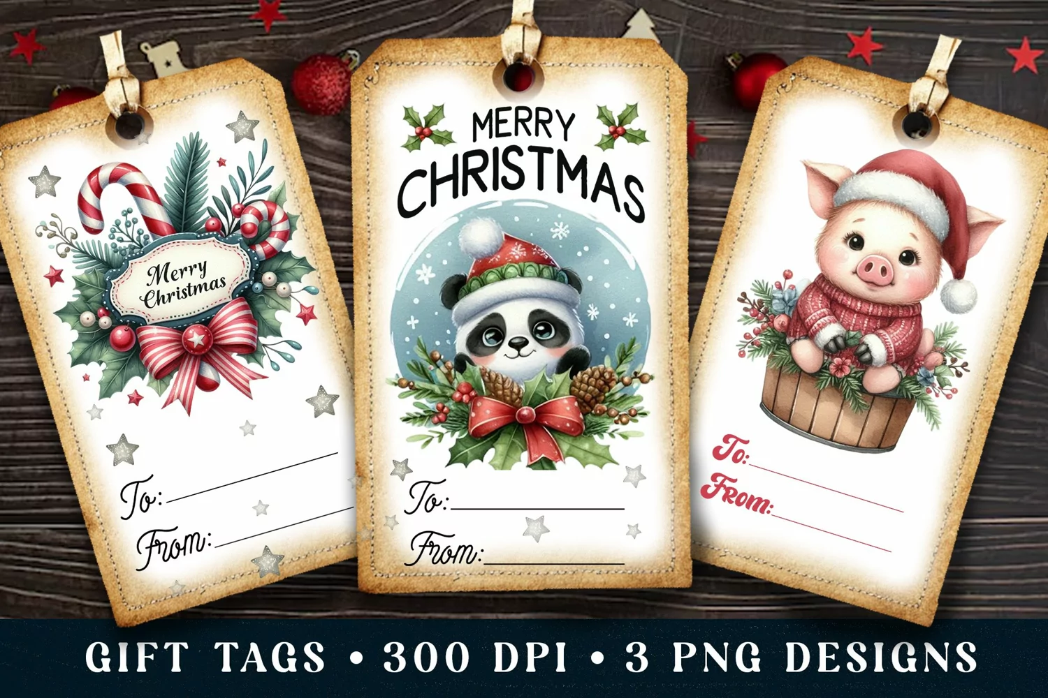 Christmas Gift Tags, Christmas Labels Sublimation, Gift Tags product image 1