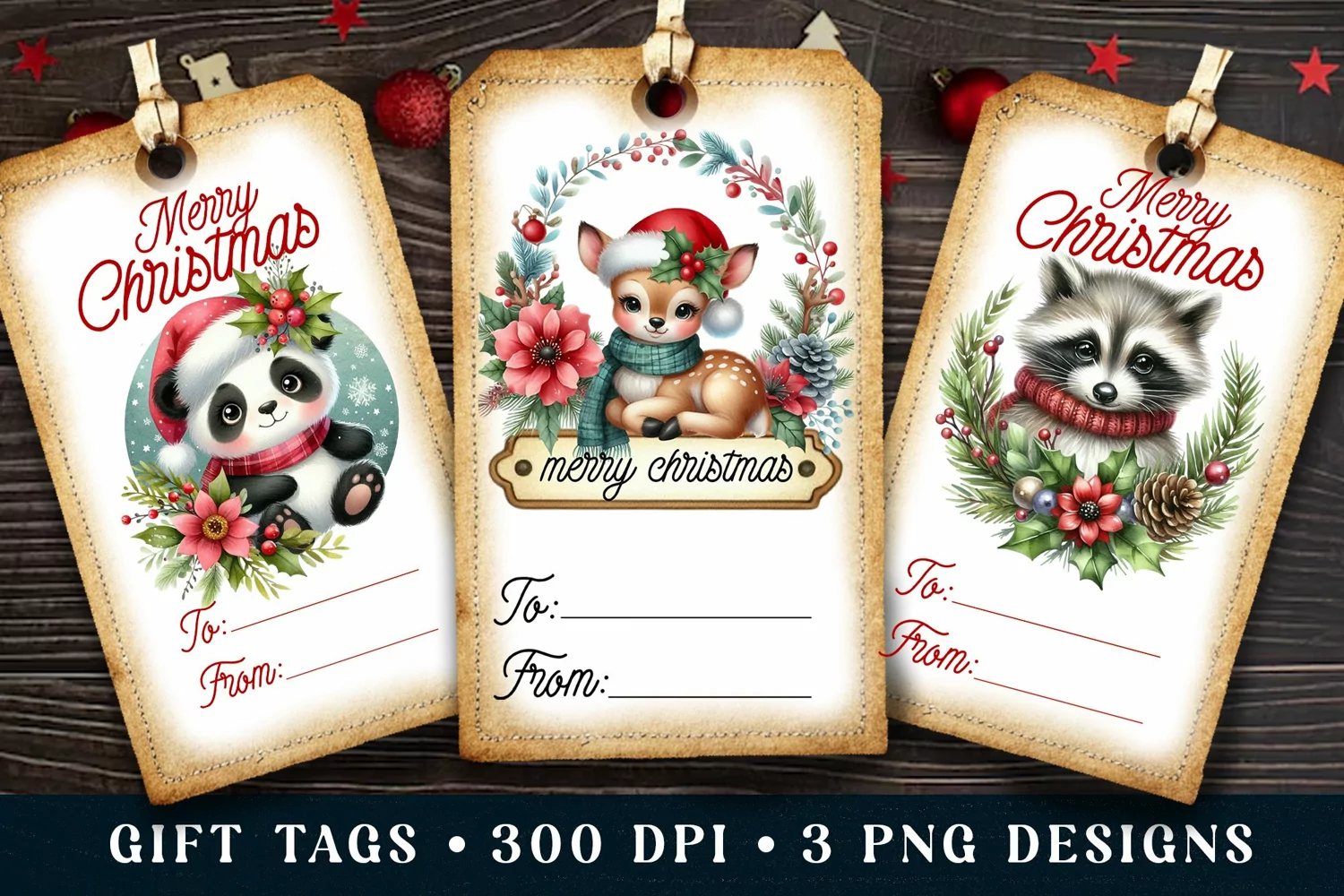 Christmas Gift Tags, Christmas Labels PNG, Christmas Designs product image 1