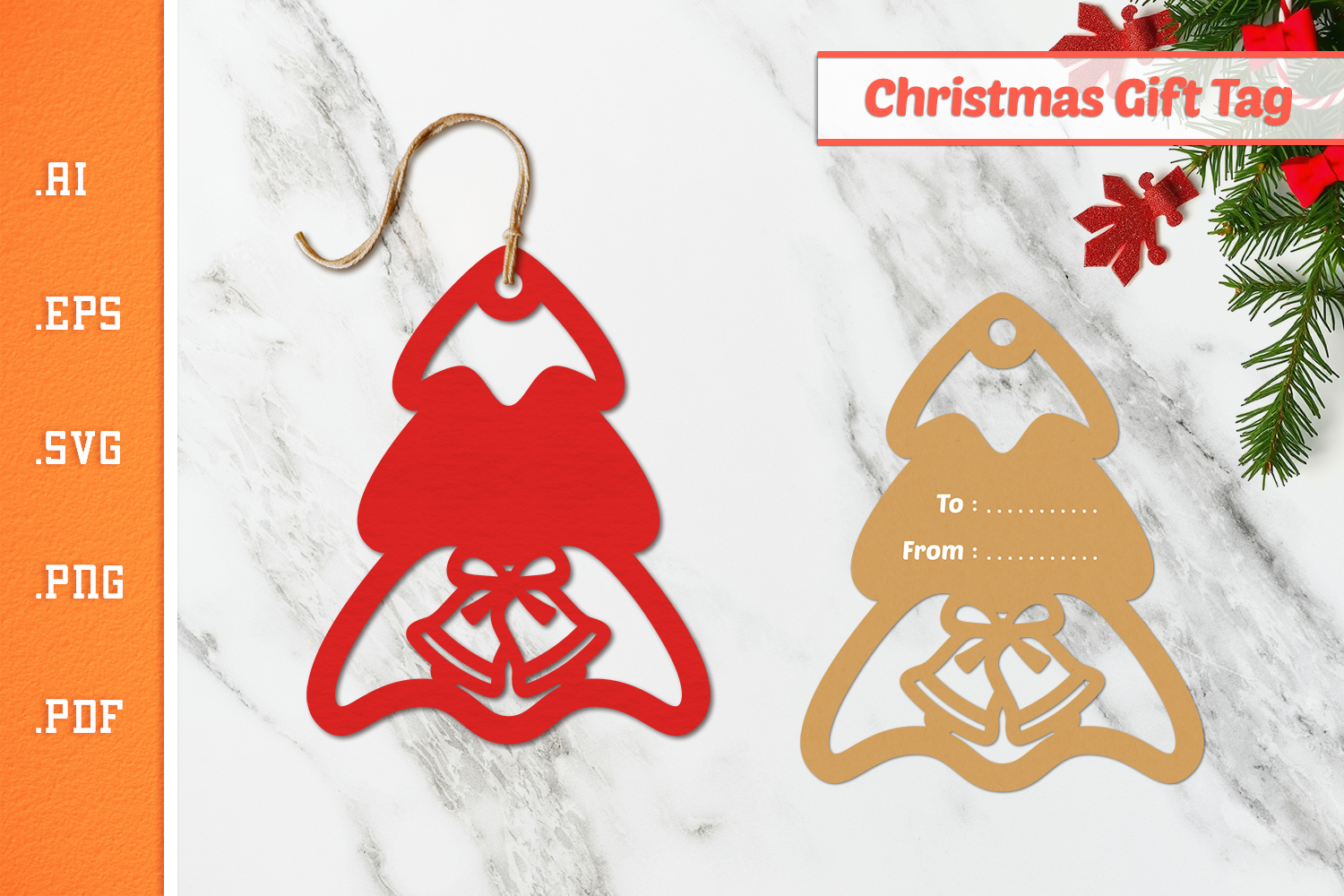 Christmas Tree Gift Tag - Paper Cut SVG 2 product image 1