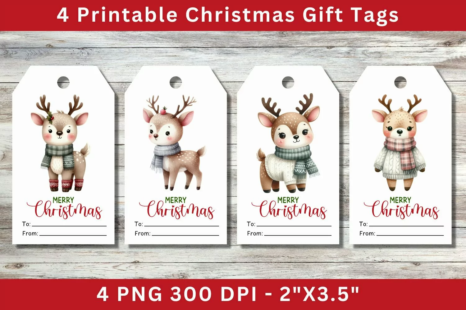 Christmas Gift Tags, reindeers product image 1