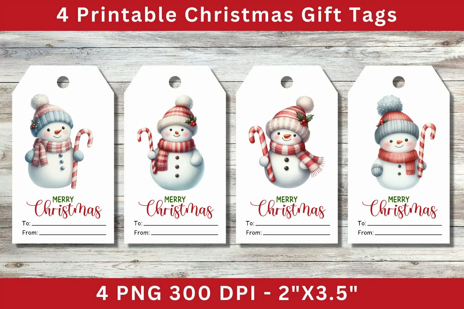Christmas Gift Tags, snowman with candycane product image 1