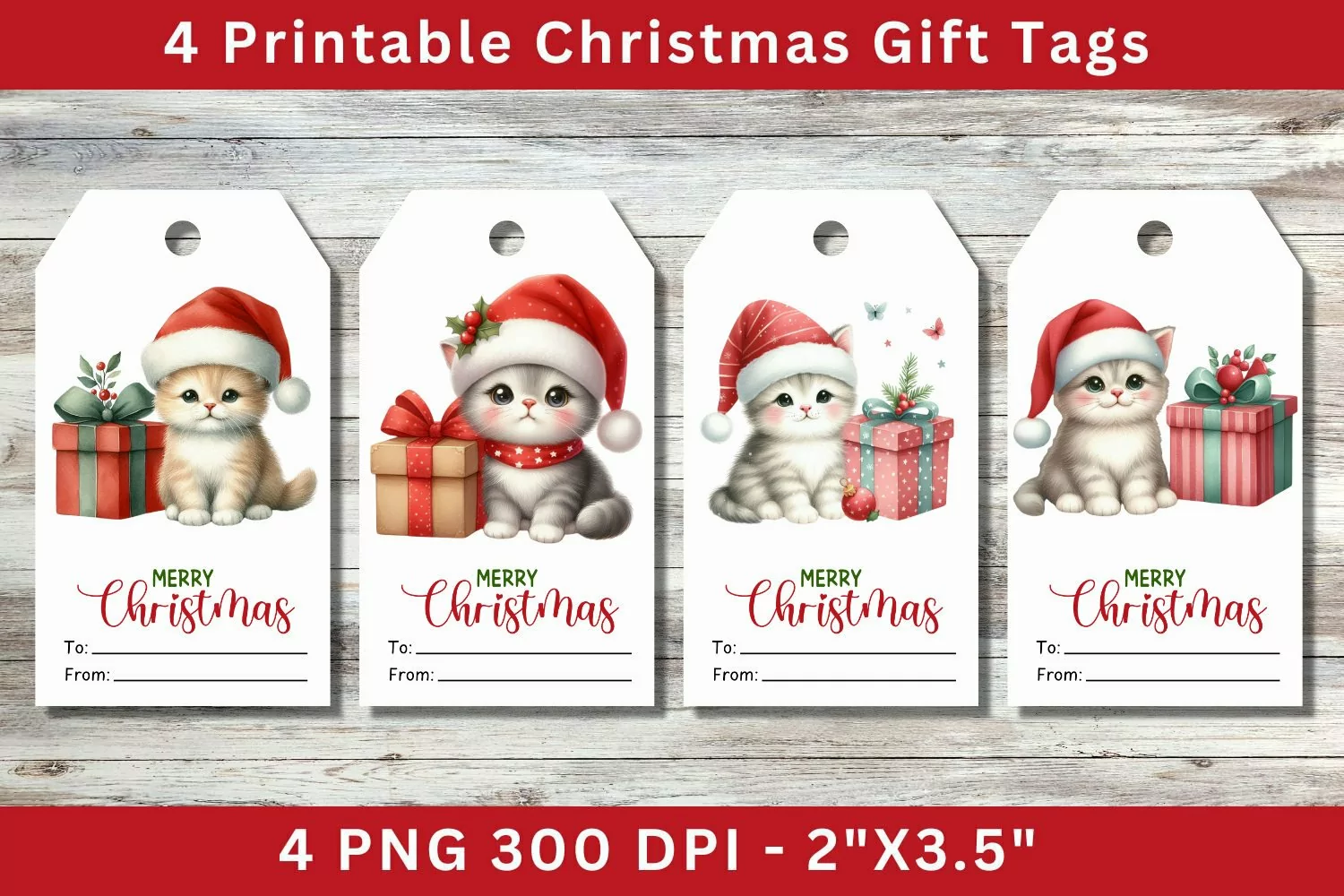 Christmas Gift Tags, cute kitten cat product image 1