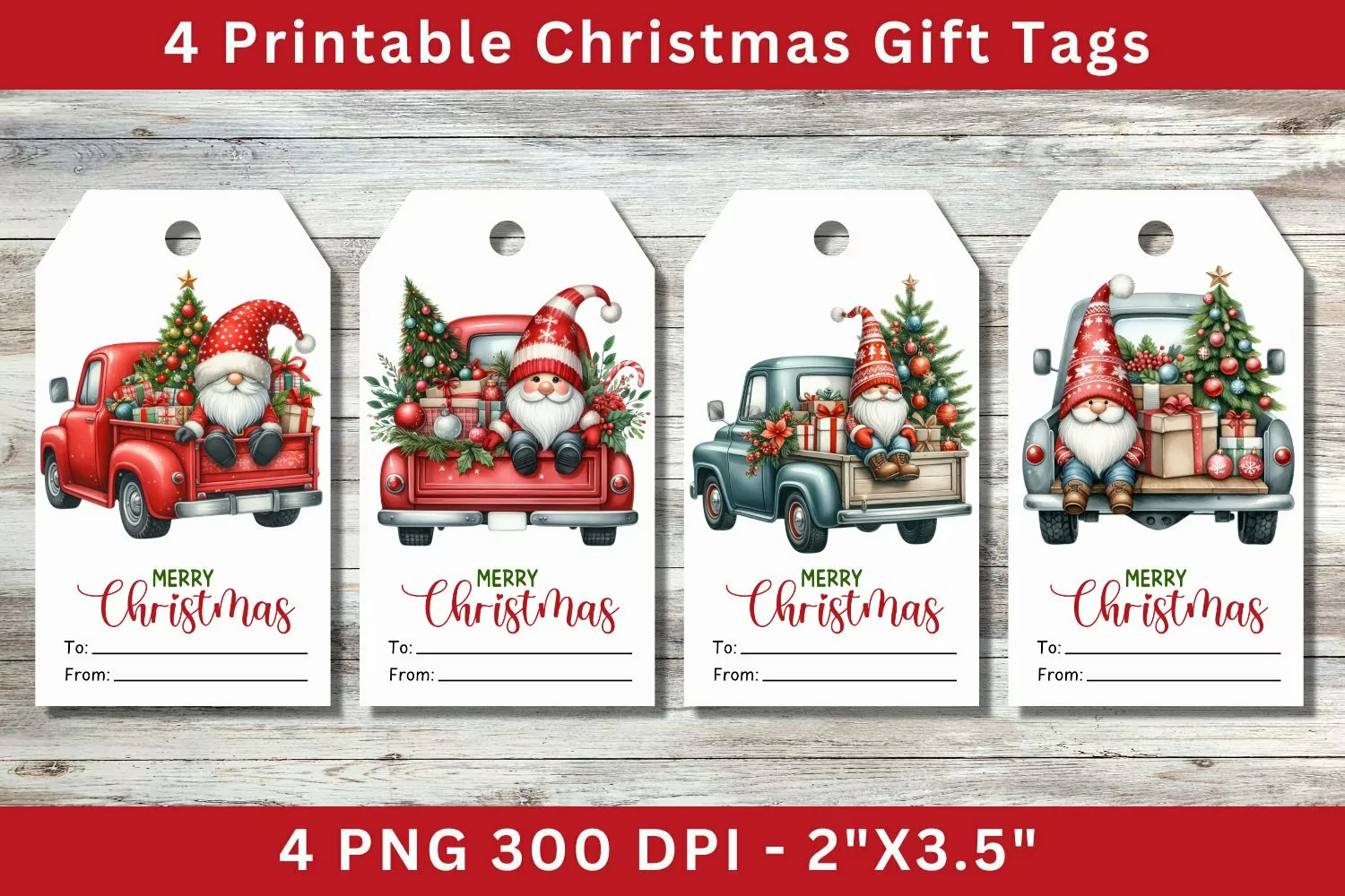 Christmas Gift Tags, santa claus on the truck product image 1
