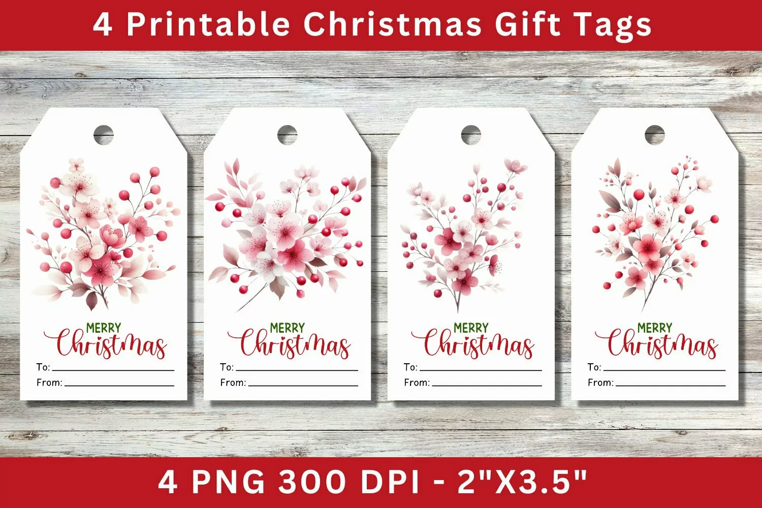Christmas Gift Tags, cherry blossom pink product image 1