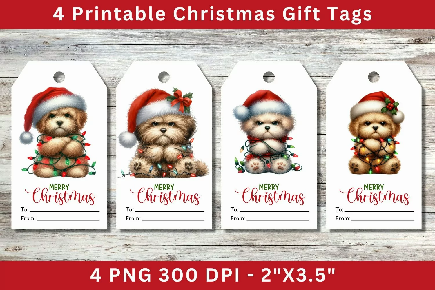 Christmas Gift Tags, grumpy puppy dog product image 1