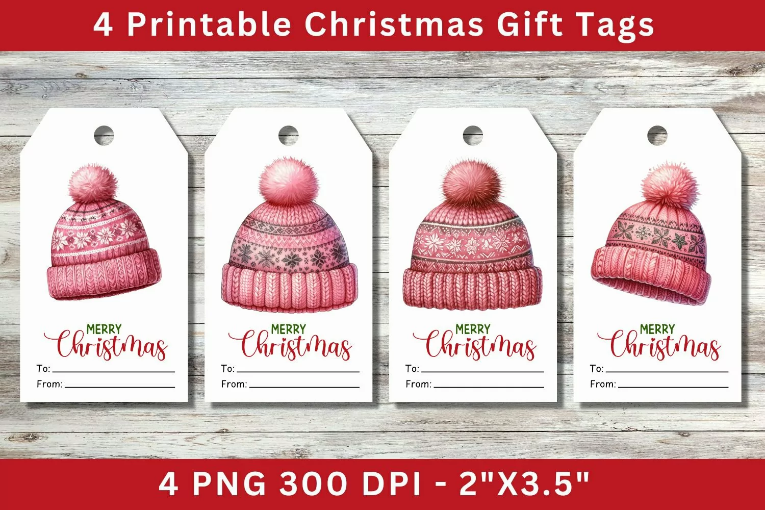 Christmas Gift Tags,knitted hat with pompom product image 1