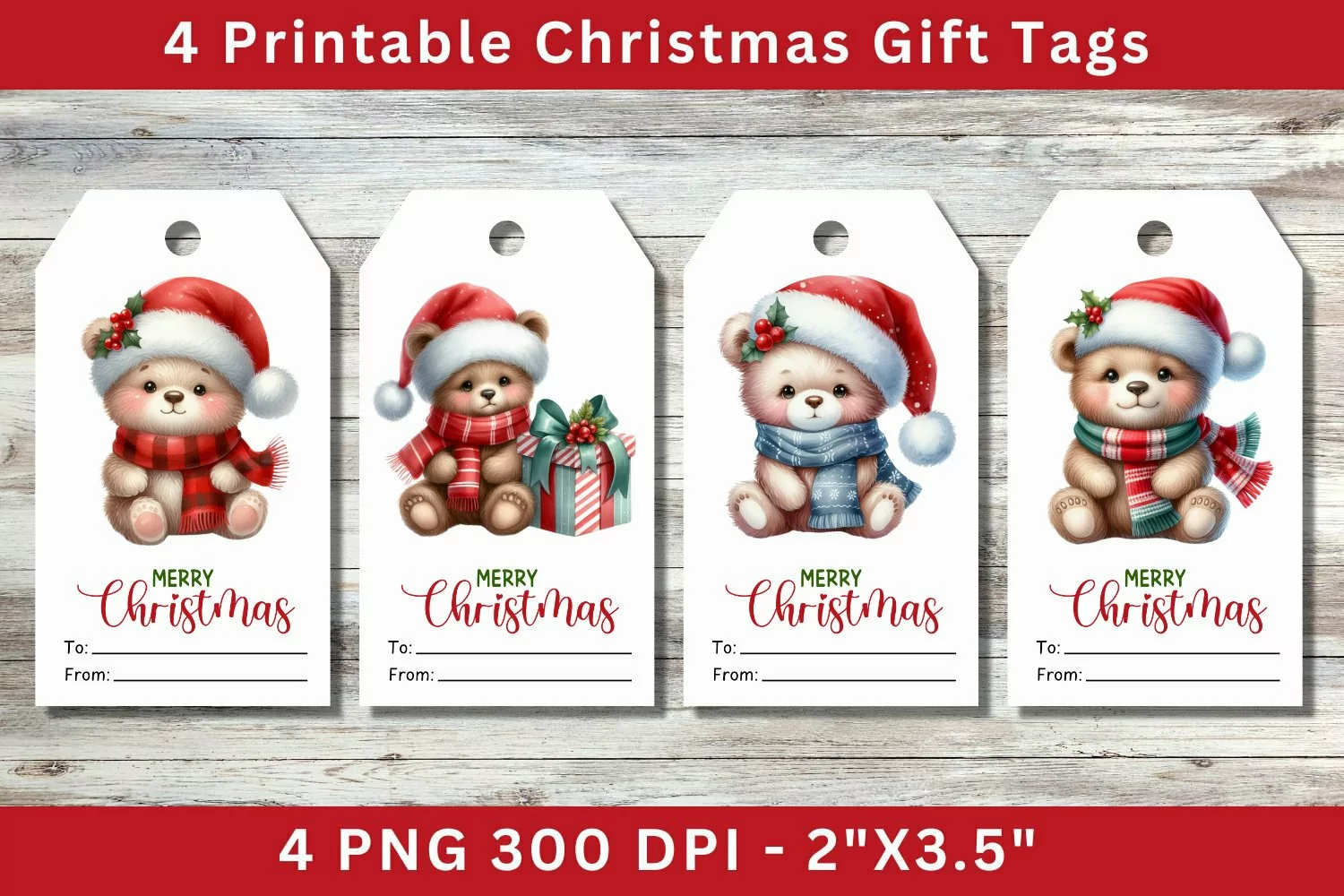 Christmas Gift Tags, cute baby bear product image 1