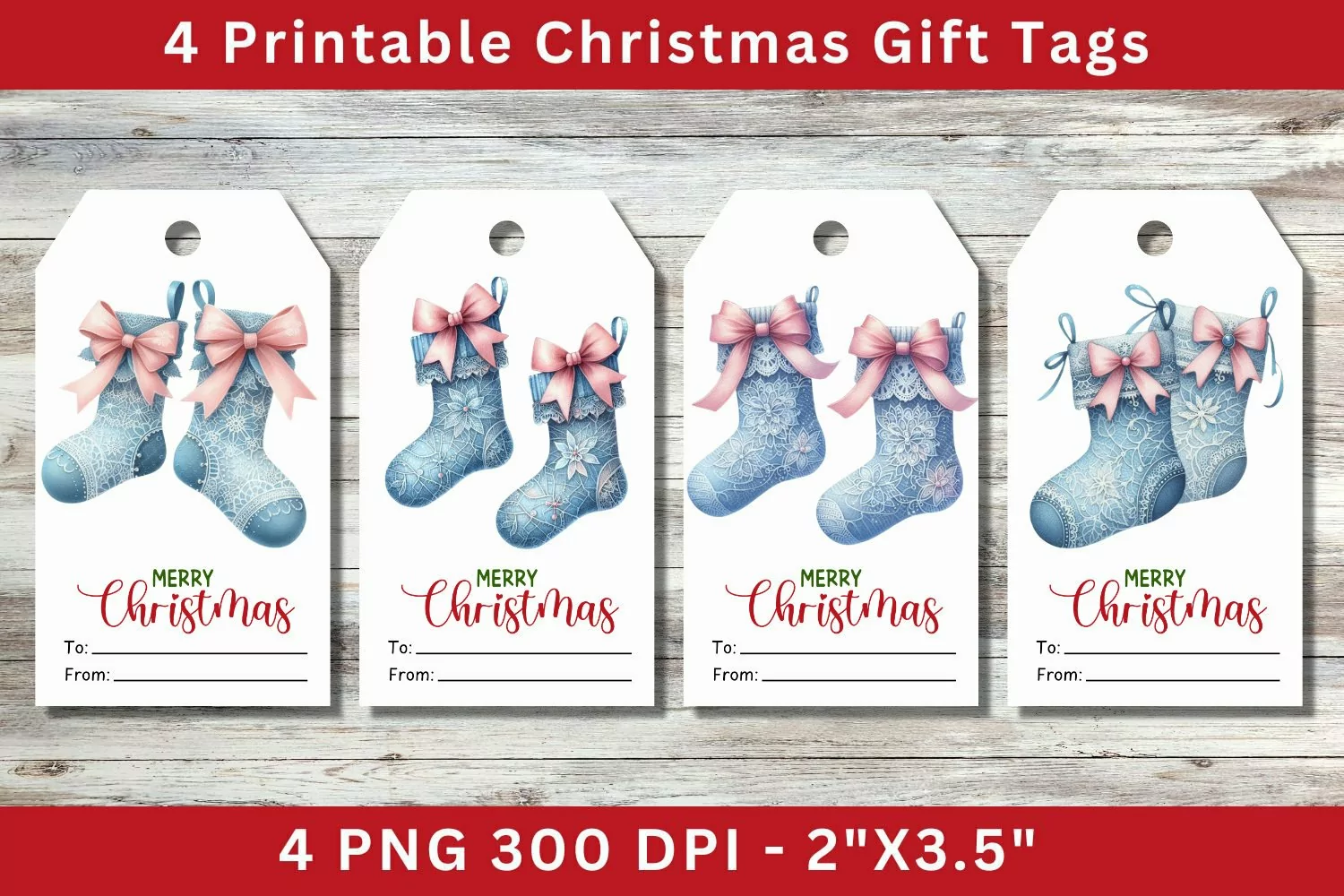 Christmas Gift Tags, blue christmas stockings product image 1