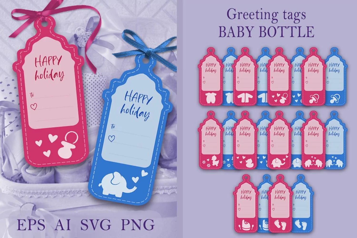 Gift tags CHILDREN'S BOTTLE. For him and for her. product image 1