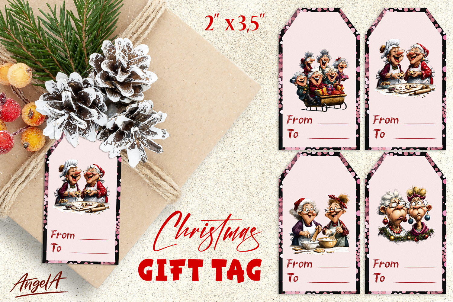 Christmas gift tags, Holiday gift label Best Friend cooking product image 1