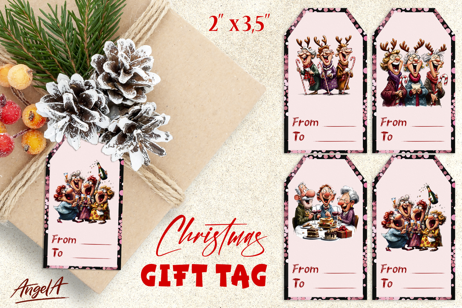Christmas gift tags, Holiday gift label Friendship Ladies product image 1