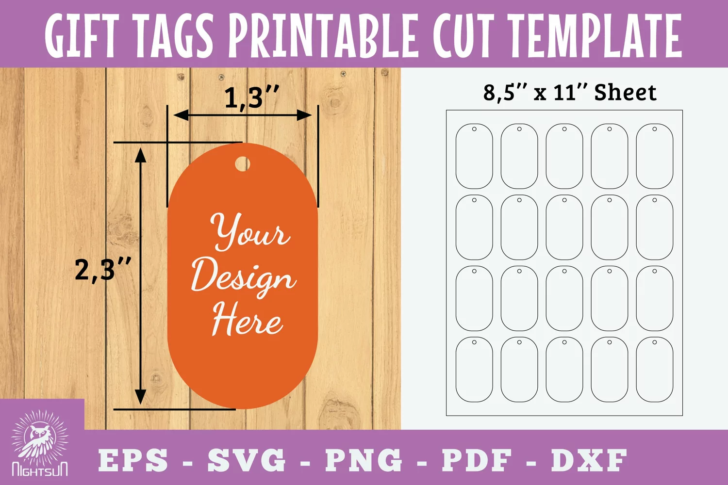 Gift Tags Oval Printable Cut Template Papercut product image 1