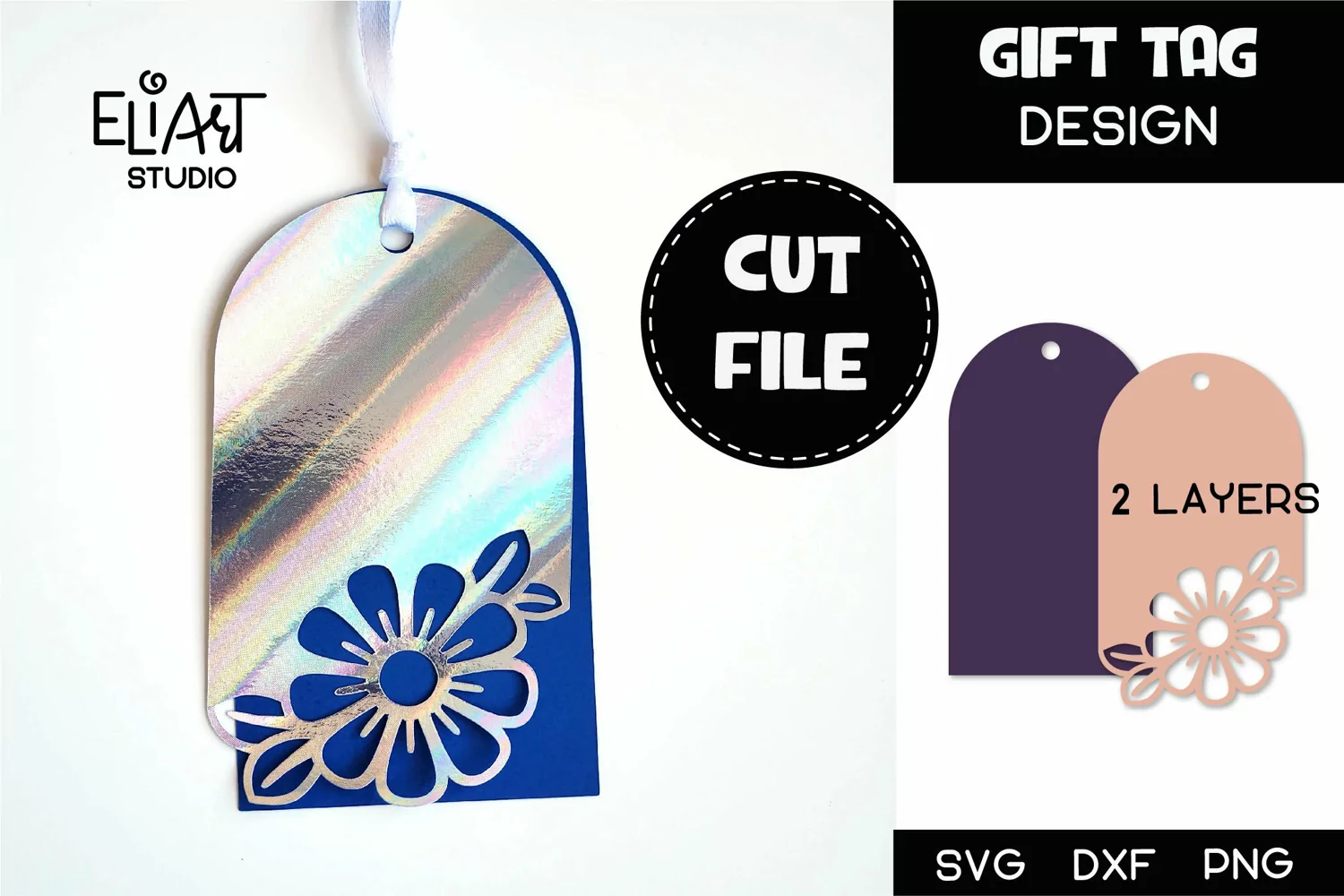 Layered Gift Tag SVG | Flower Gift Tag Cut File product image 1