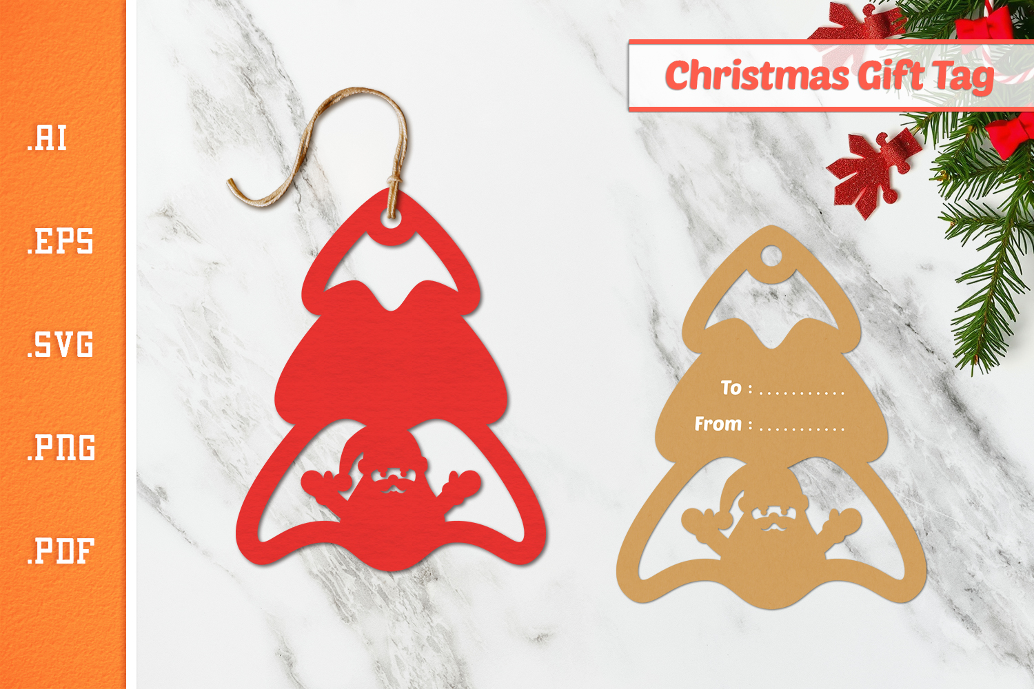 Christmas Tree Gift Tag - Paper Cut SVG 10 product image 1