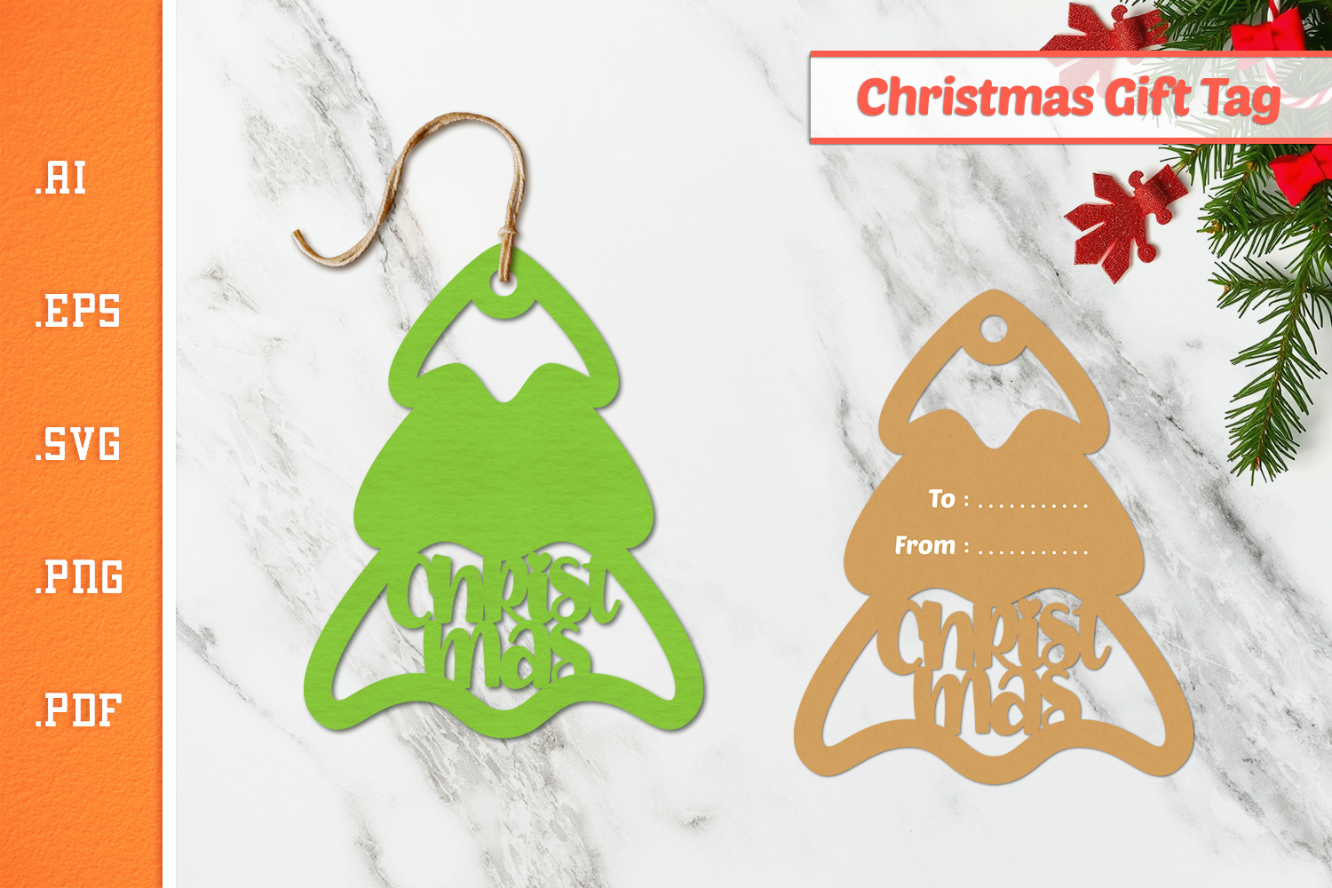 Christmas Tree Gift Tag - Paper Cut SVG 11 product image 1
