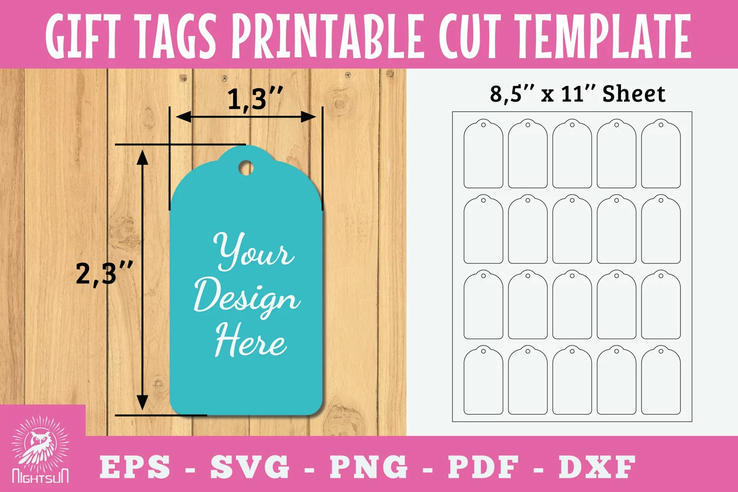Gift Tags Rectangle Printable Cut Template Papercut product image 1