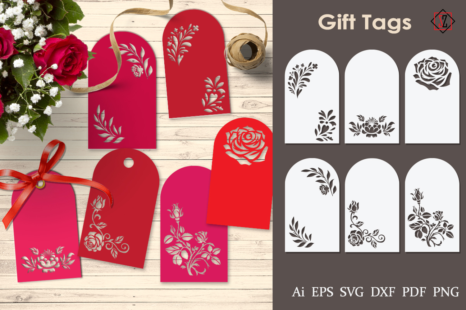 Tags with cut-out flowers. product image 1