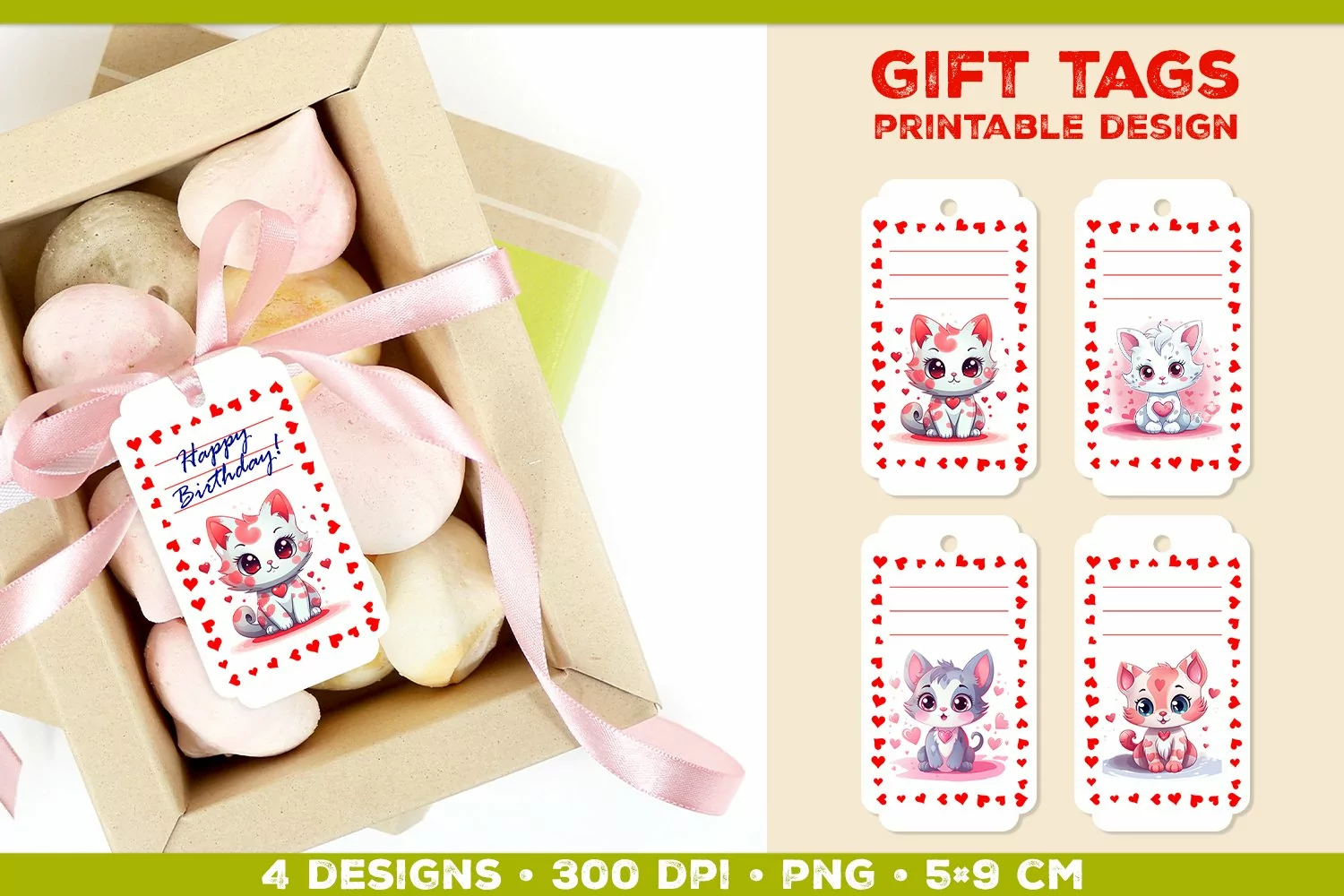 Printable Birthday Gift Tags Template with Adorable Animals product image 1