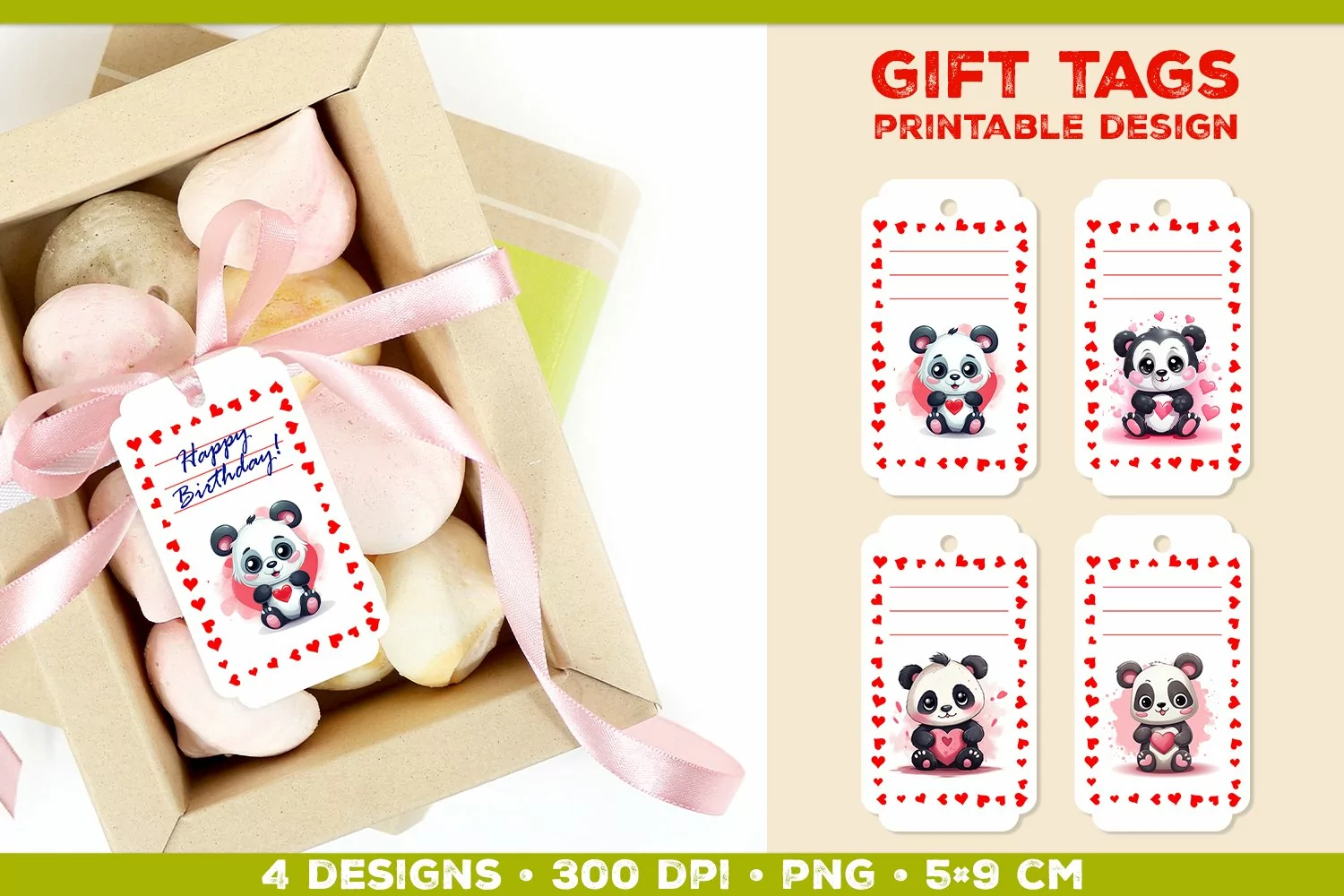 Printable Birthday Gift Tags Template with Adorable Animals product image 1