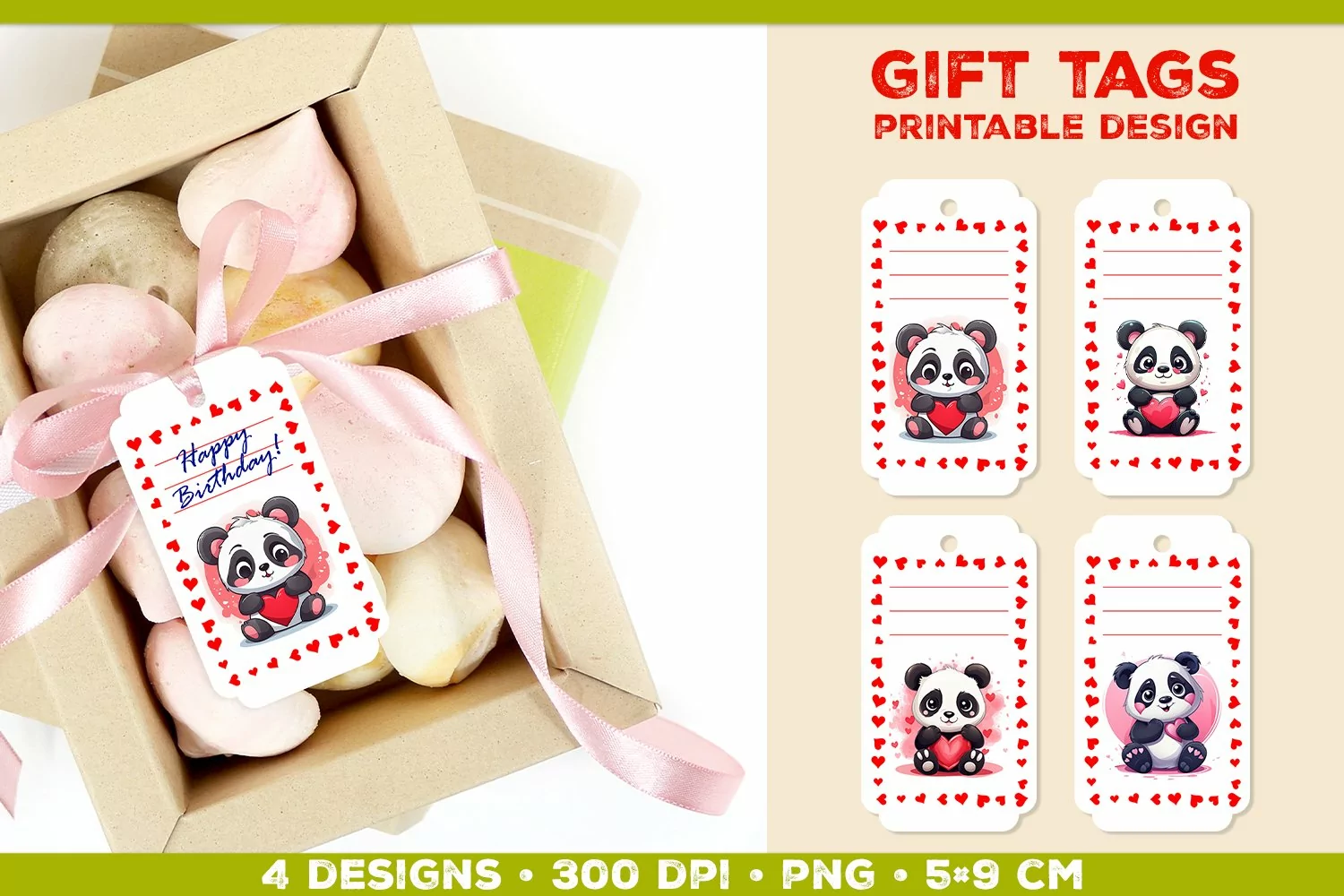 Printable Birthday Gift Tags Template with Adorable Animals product image 1