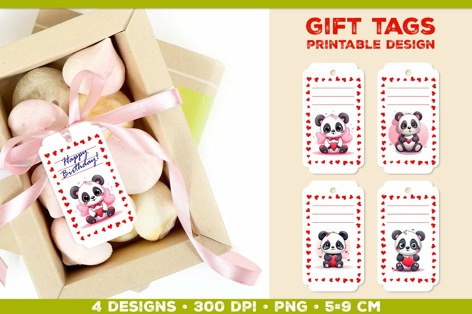 Printable Birthday Gift Tags Template with Adorable Animals product image 1