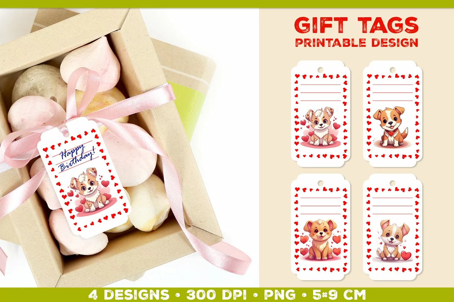 Printable Birthday Gift Tags Template with Adorable Animals product image 1