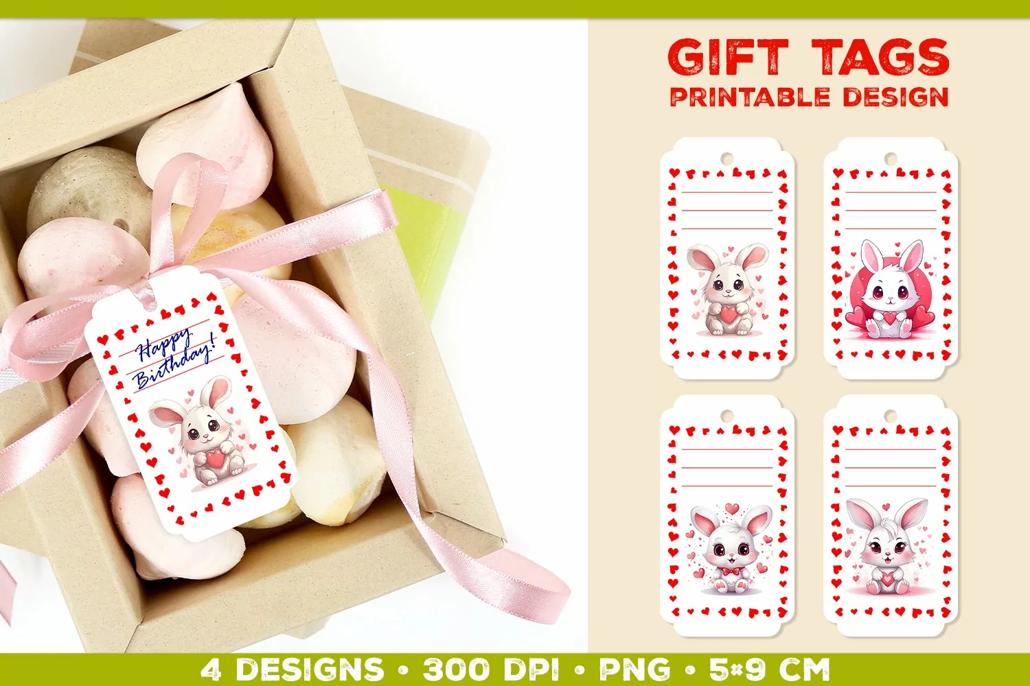 Printable Birthday Gift Tags Template with Adorable Animals product image 1