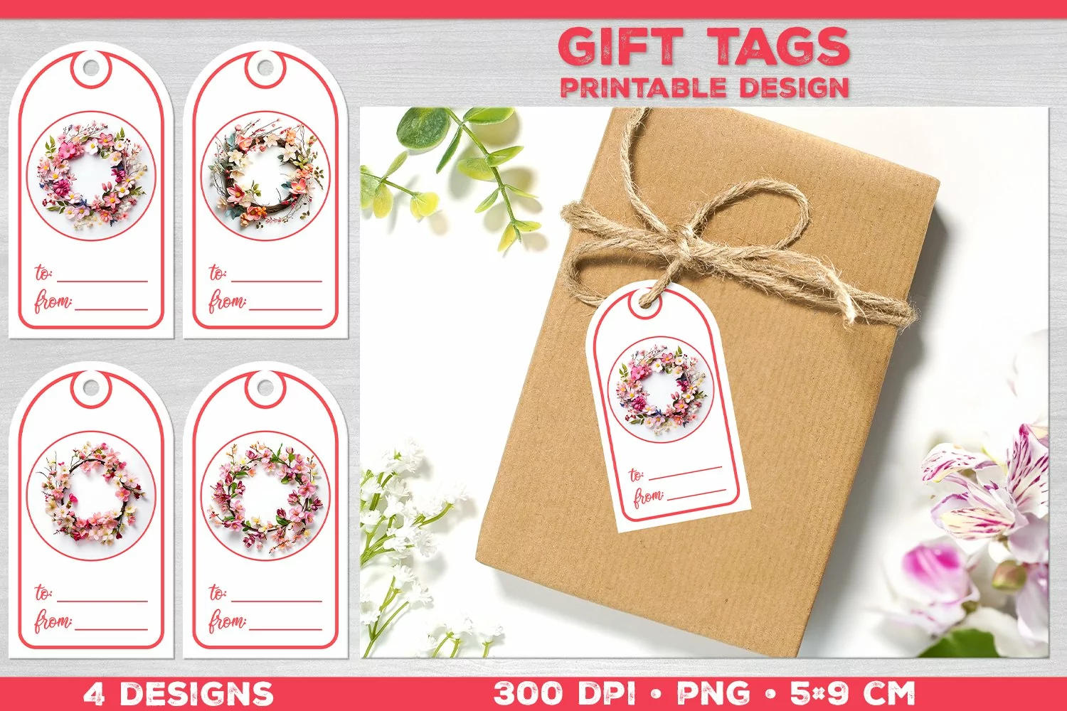 Gift tags with spring charm. Spring tags product image 1