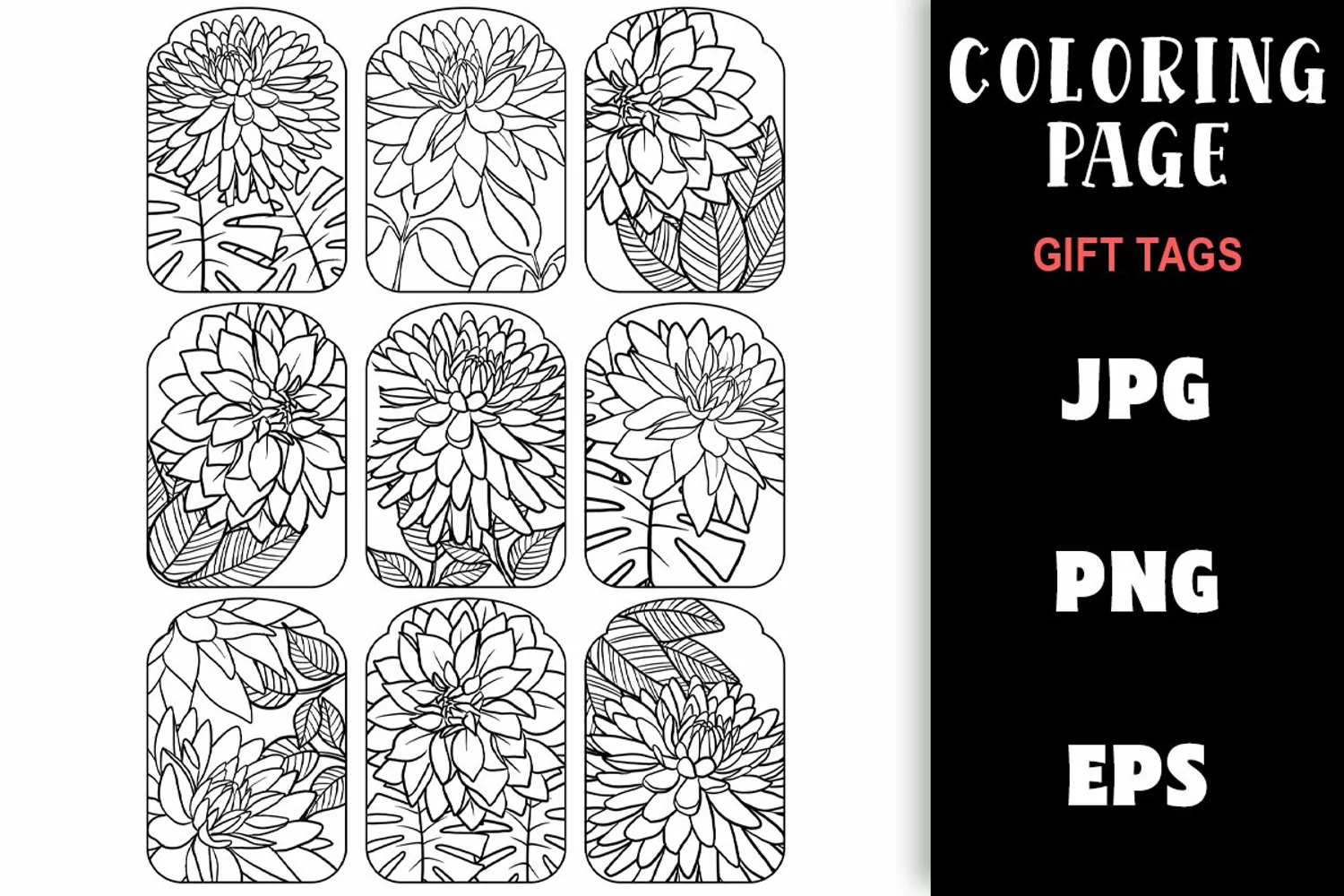 Gift Tag Coloring Page - Pretty Flowers Colouring product image 1