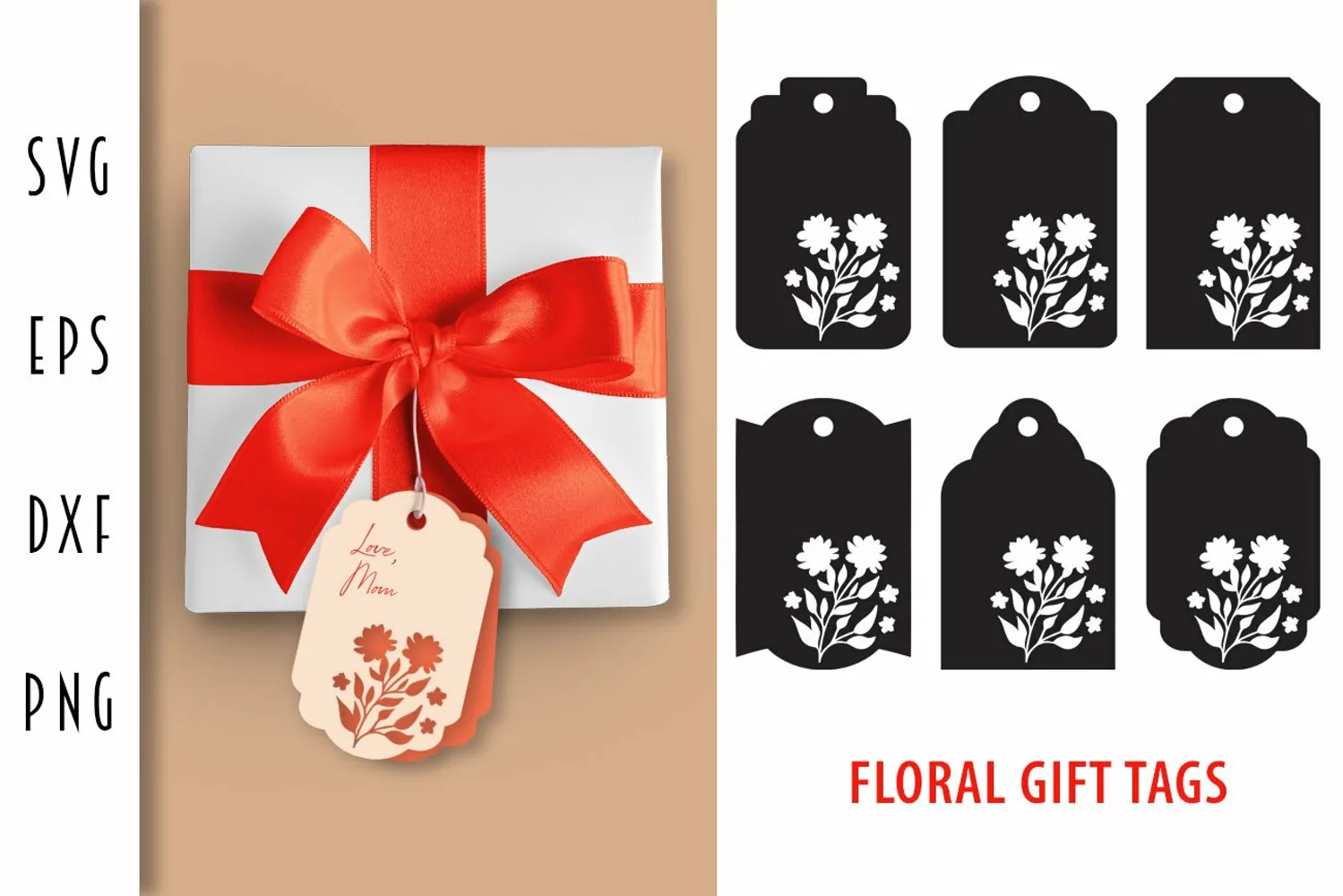 Gift Tags SVG - Pretty Floral Gift Tag Cutting Files product image 1