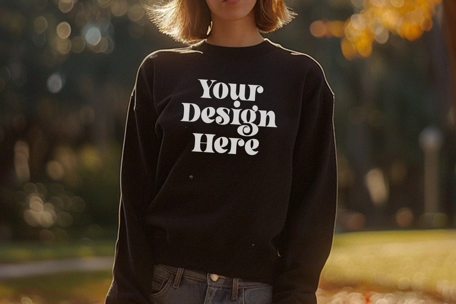 Gildan 5000 Crewneck Women Black Color T-shirt Mockup product image 1