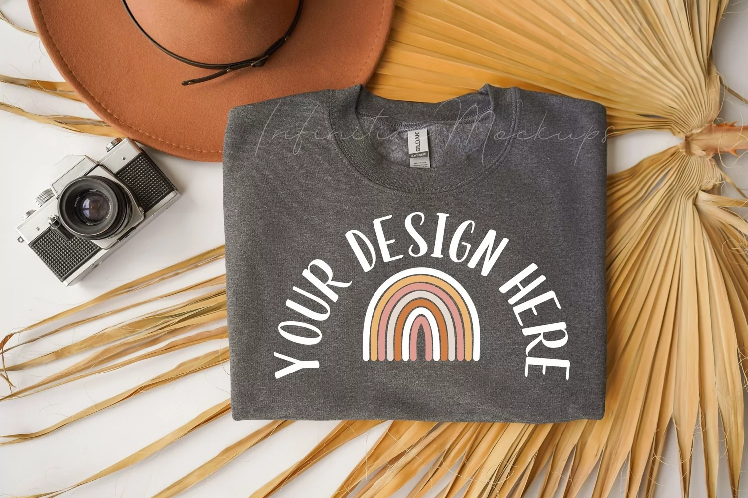Gildan sweatshirt mockup in Dark Heather color product image 1