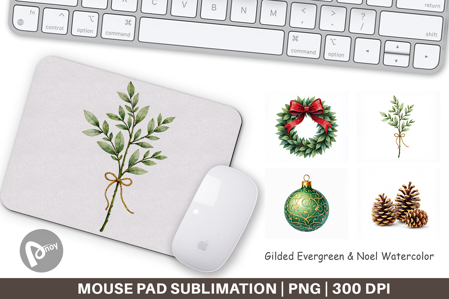 Gilded Evergreen Noel Mouse Pad product image 1