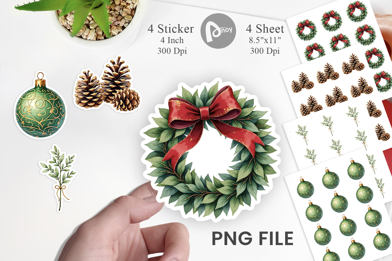 Gilded Evergreen Noel Sticker product image 1