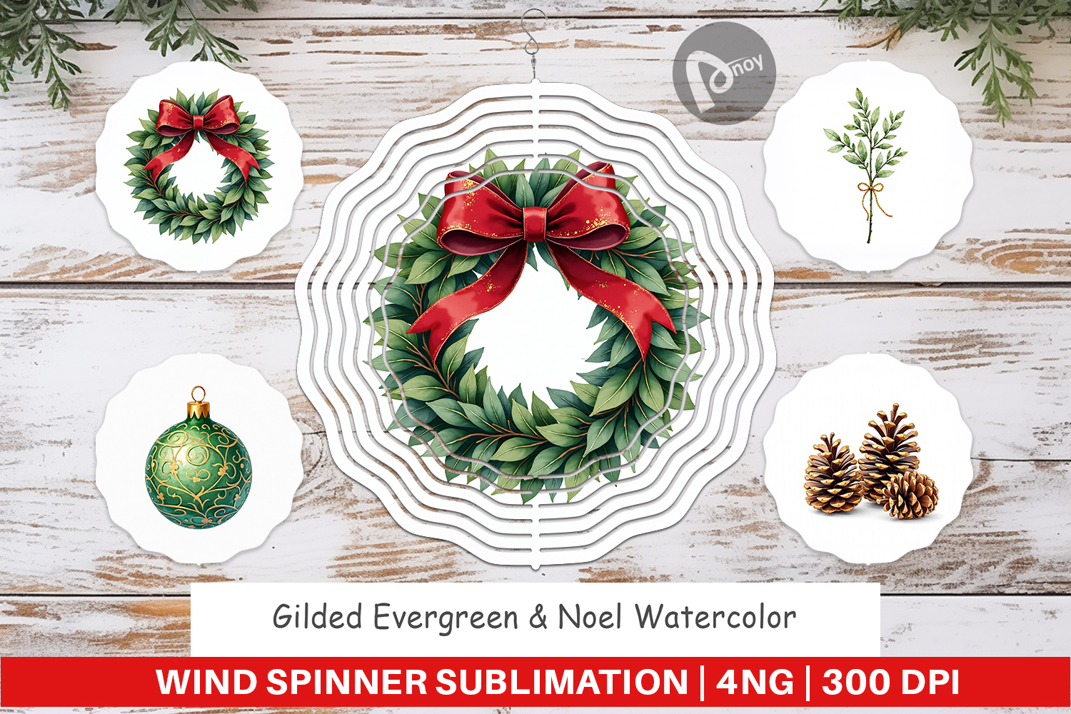 Gilded Evergreen Noel Wind Spinner product image 1