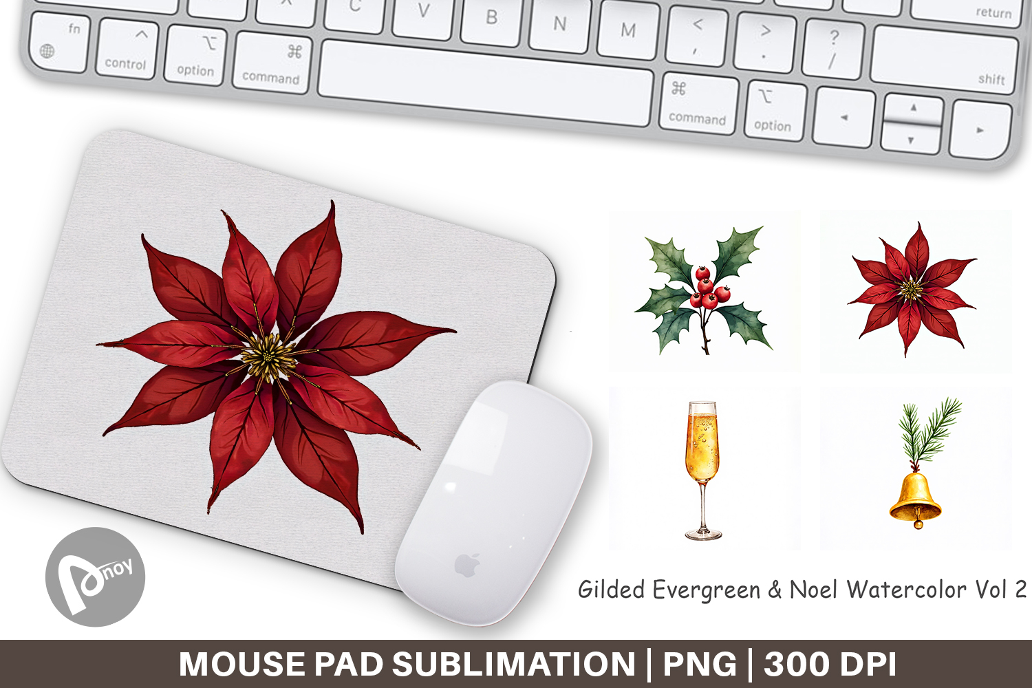 Gilded Evergreen Noel Mouse Pad product image 1