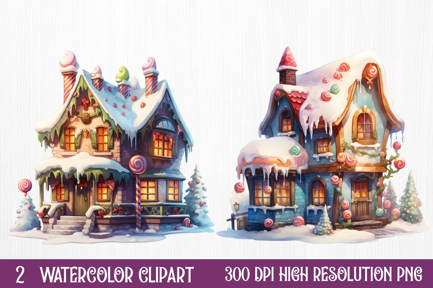 Watercolor Gingerbread House Clipart, watercolor Clipart product image 1